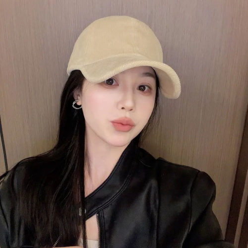 日系复古灯芯绒女秋冬保暖鸭舌帽