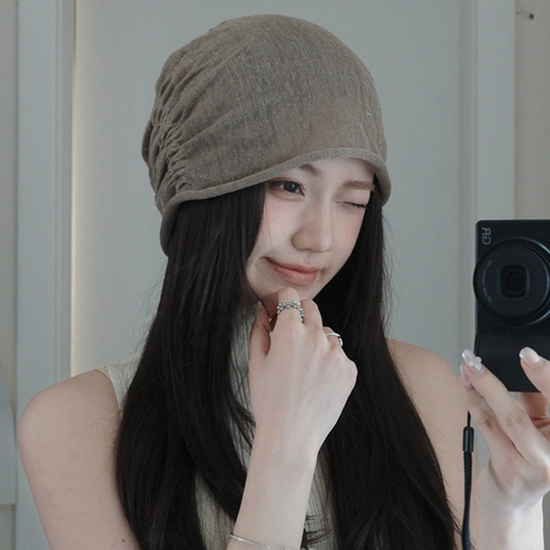 老钱风100%亚麻堆堆帽女春夏冷帽