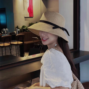 渔夫帽子女款2025新款夏季大檐防晒遮阳帽出游防紫外线草编太阳帽