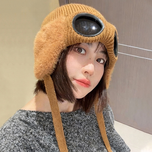 飞行员护目镜雷锋帽子女款2025新款冬季保暖加厚防寒护耳包头帽潮