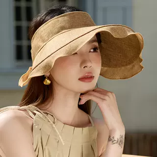 2025春夏季新款空顶帽子女款大头围显脸小遮脸防晒百搭宽檐遮阳帽