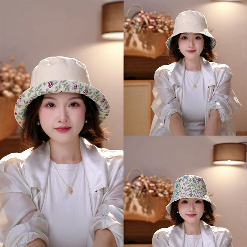 日系复古显脸小双面戴渔夫帽女