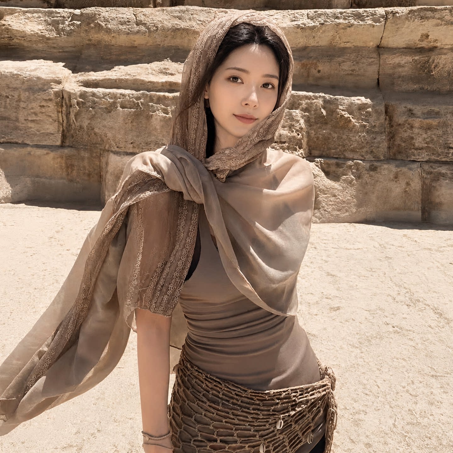 西域废土风蕾丝薄款空调披肩女