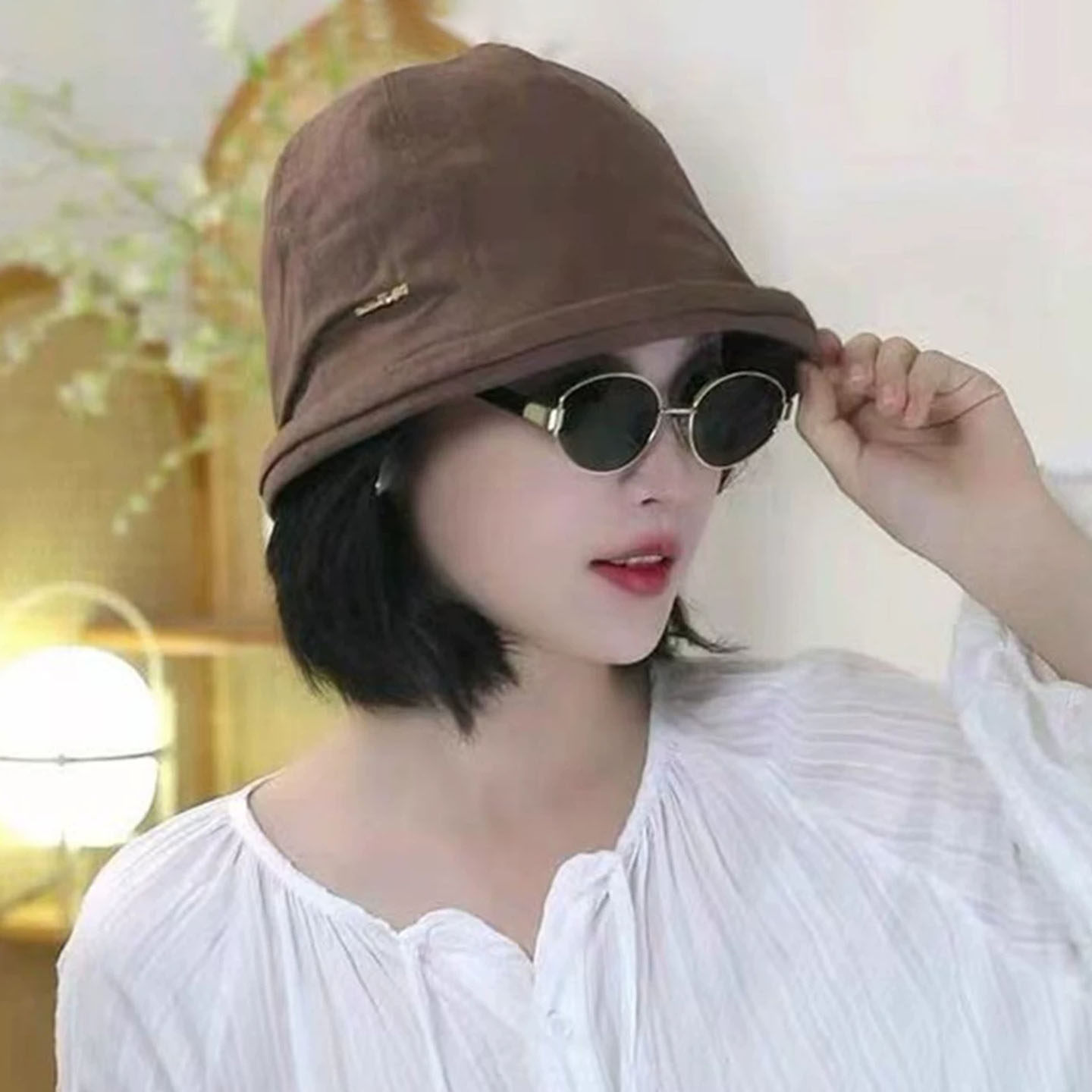 日系棉麻秋季女渔夫帽显脸小