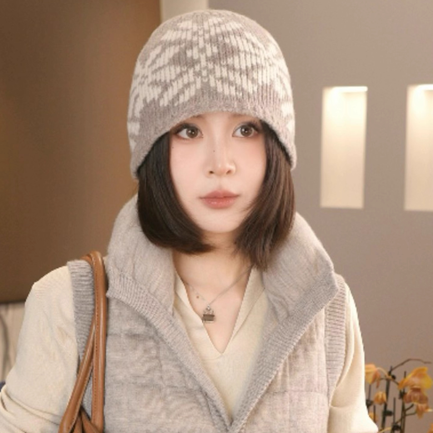 日系高品质羊毛针织帽子女秋冬季