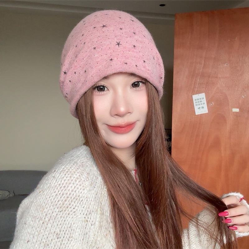 韩版ins星星针织堆堆帽女秋