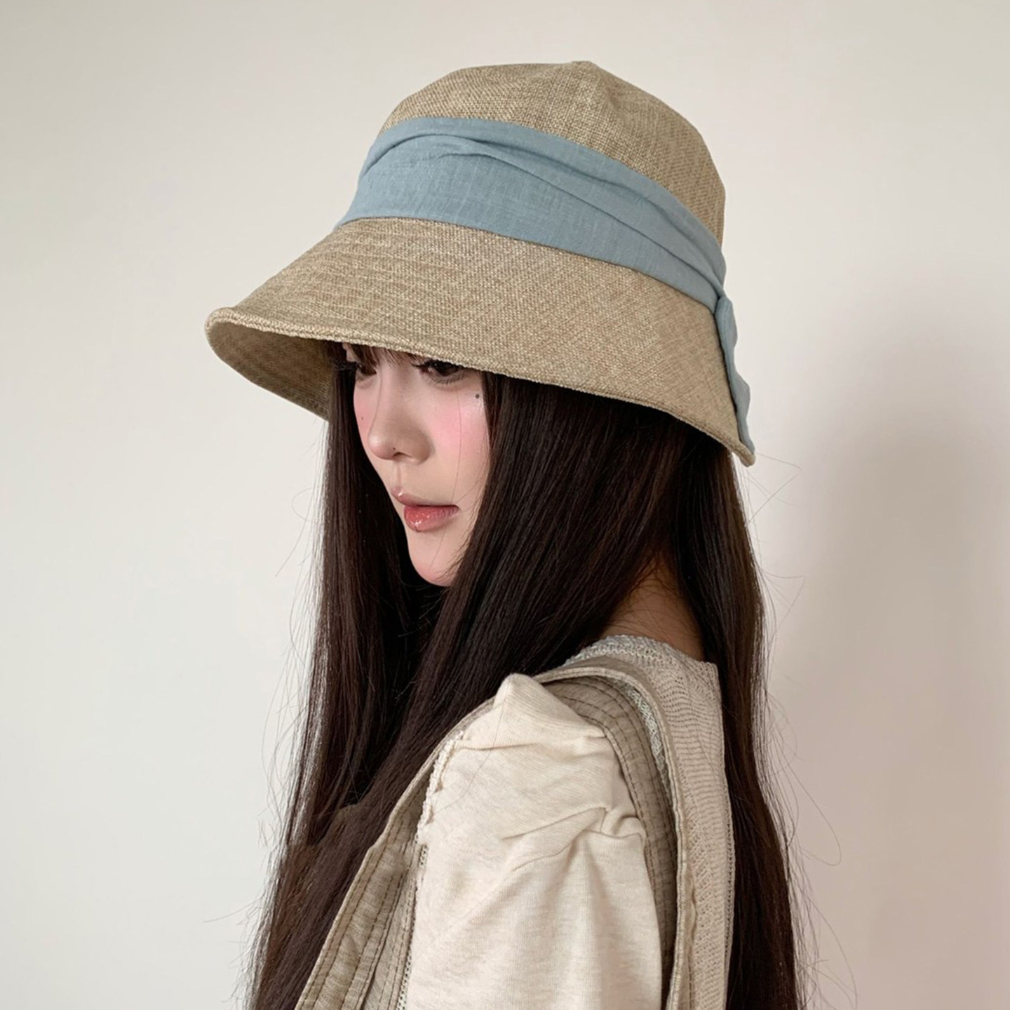 日系文艺棉麻渔夫帽女夏季遮阳