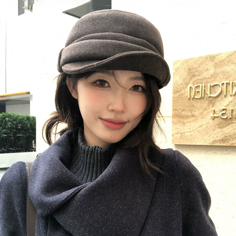 秋冬显脸小大头围贝雷帽女