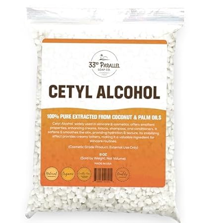 CETYL ALCOHOL (8 oz) 100% Pure Extracted from Coconut &am