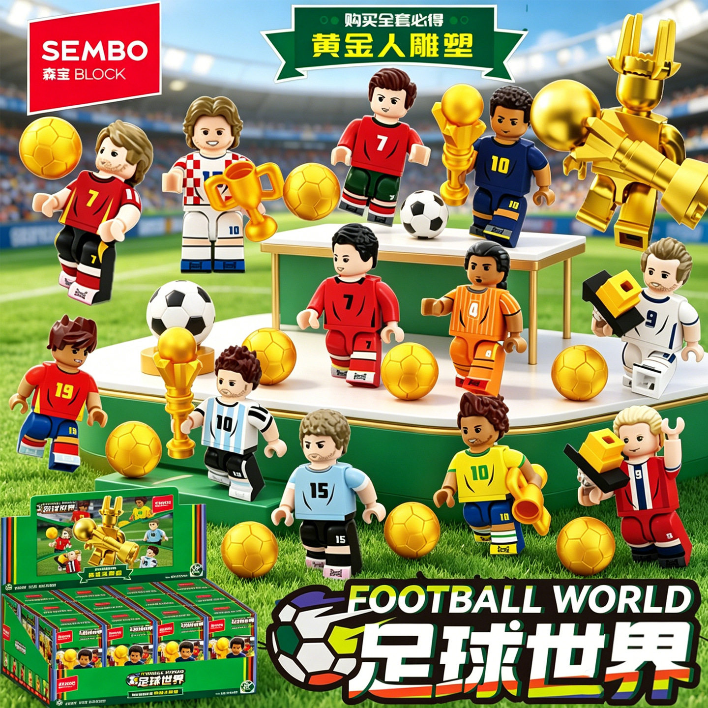 足球世界杯球星适用乐高积木主题普通塑料积木