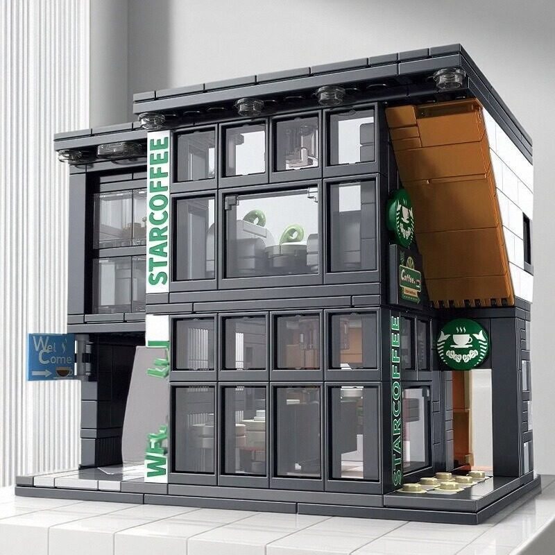 城市街景积木建筑咖啡店花店拼装模型儿童男女孩玩具摆件生日礼物图片