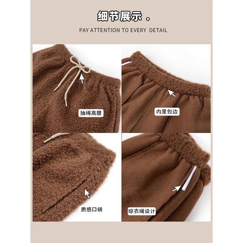 白色羊羔绒短裤女外穿秋冬季