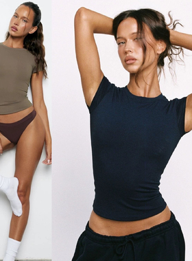 *csb正肩T恤SoftTee超柔棉氨混纺薄款修身短袖无胸垫