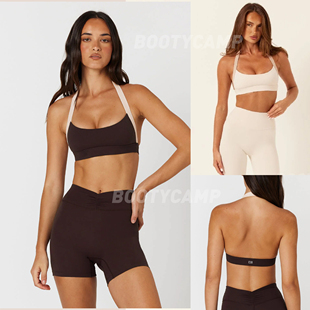 *csb挂脖文胸带胸垫~y标AlaniCrop拼色瑜伽背心bootycamp