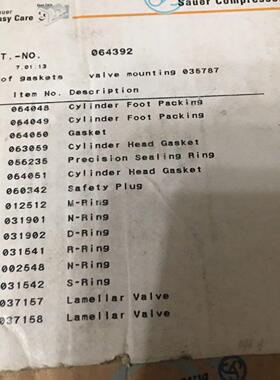 064392 Sauer Compressors 压缩机密封配件套件议价维修