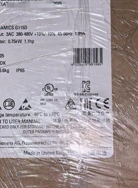 6SL3520-0XE00-7AF0 变频器 G115D 0.75kW IP65 工控配件议价维修