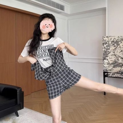 韩系不规则拼接格子半身裙女夏季2025新款设计感小众高腰a字短裙