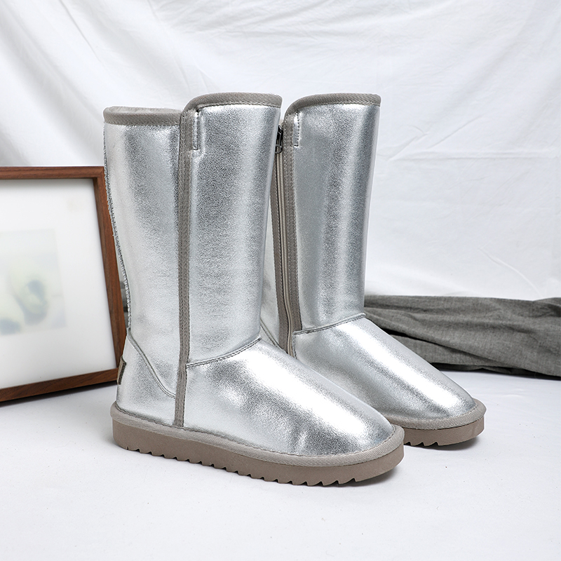 冬季新款加厚光面防水高筒雪地靴