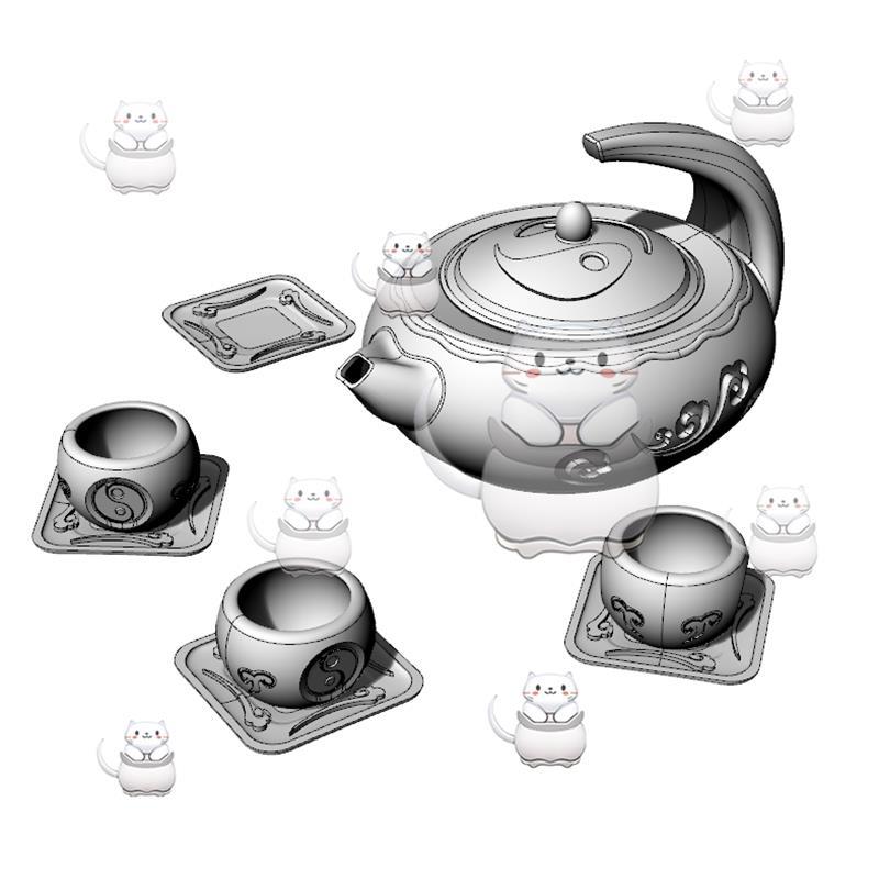 文创设计 茶具茶杯茶壶 犀牛建模rhino/C4D/3Dmax/maya模型obj