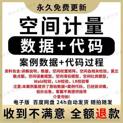 空间计量模型数据+代码stata模型莫兰杜宾Wald.LM.LR等命令Do文档