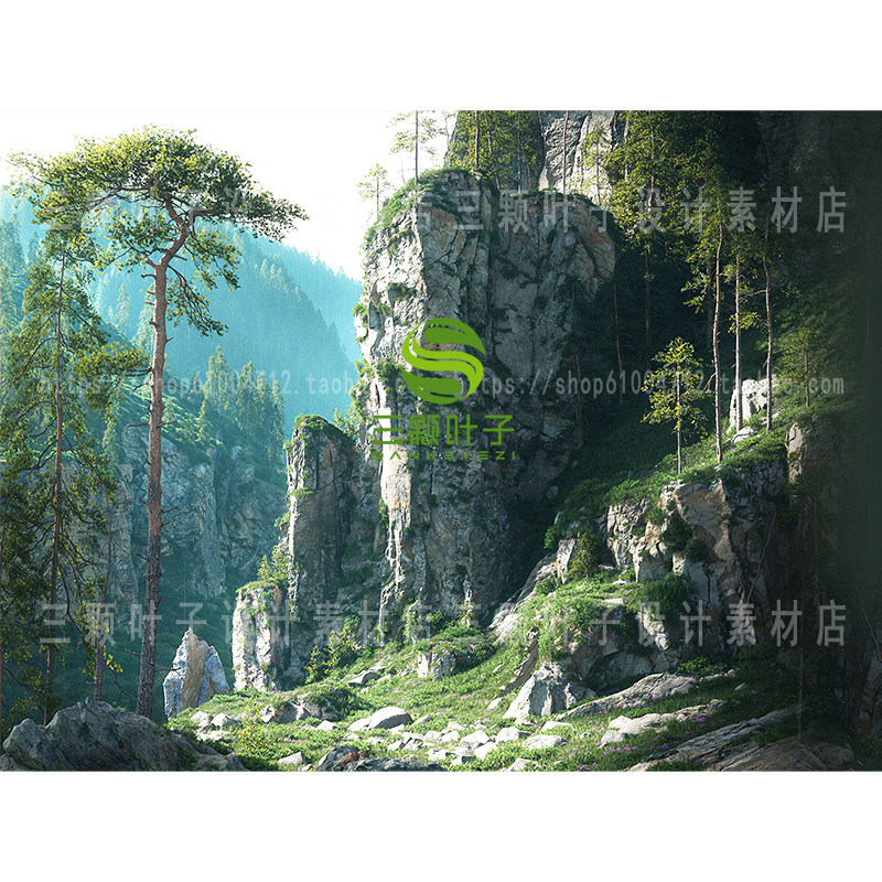 blender高质量松树林3D模型资产库 森林树木山石自然场景素材代下图片