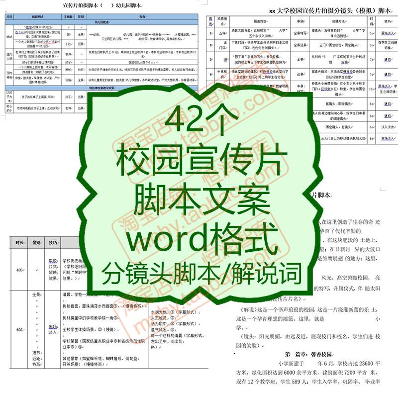 校园宣传片脚本文案分镜头剧本解说词学校拍摄招生文稿范文模板 商务/设计服务 设计素材/源文件 原图主图