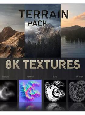 三维地形山脉山谷草原峡谷模型包 8K纹理 高度图 场景CG素材9873