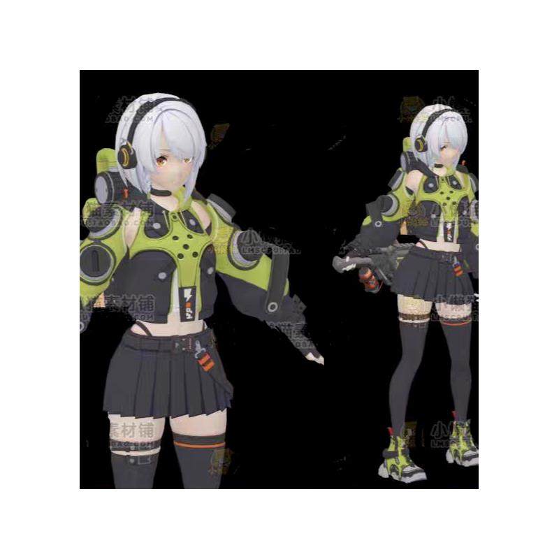 3dmax绝区零人物动画3D游戏手绘卡通模型安比Anbi带45个动作