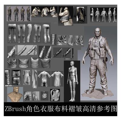ZBrush/Marvelous Designer游戏角色服装衣服布料褶皱高清参考图