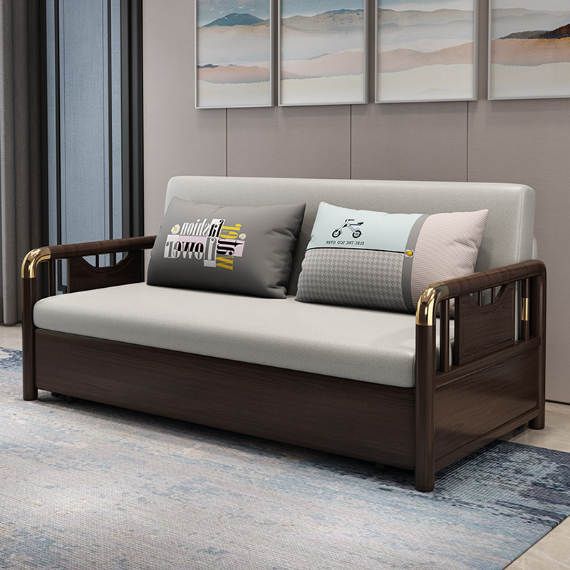 可折叠沙发床客厅两用家用轻奢单人小户型网红款多功能实木沙发床