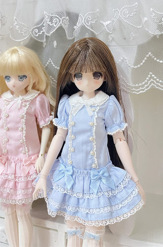 艺优原创娃衣Azone 特六 珍珠扣粉蓝lo系 连衣裙多层蛋糕裙