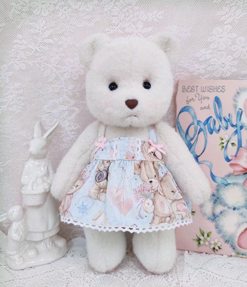 30cm中号莉娜玩具熊衣服裙子卡通图案吊带裙