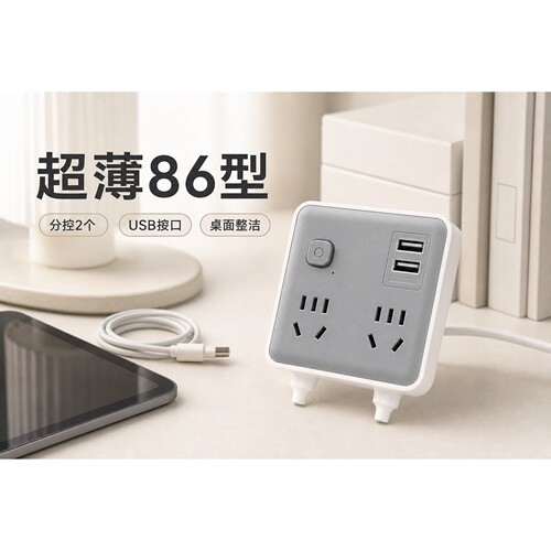 官方公矢超薄86型插座转换器插排家用宿舍桌面扩展面板无线立方体