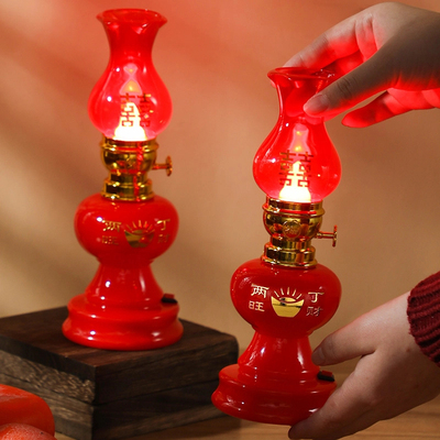 结婚子孙灯红蜡烛电池新款上供喜灯婚房床头灯吉祥如意蜡烛灯一对