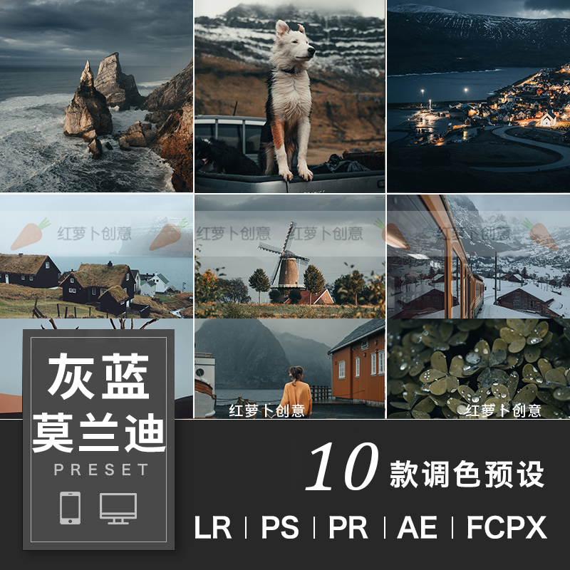 LR/PS调色light莫兰迪room灰蓝