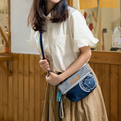 Hello marche万岁熊条纹MINI手机包小斜挎包帆布包质感小众包包女