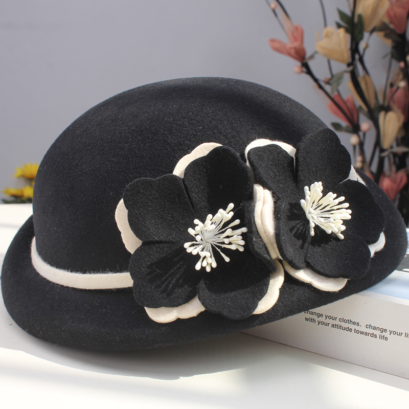 秋冬新款贝雷帽女英伦羊毛呢礼帽