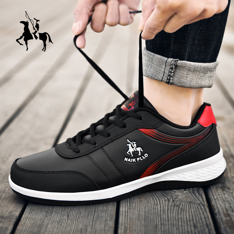 奈客保罗男鞋春秋新款皮面防水防臭旅游鞋休闲透气四季运动鞋子男