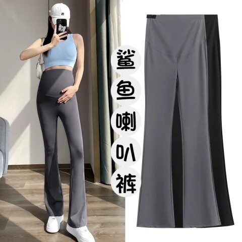 孕妇鲨鱼裤春秋冬微喇瑜伽裤加绒加厚外穿休闲打底裤喇叭孕妇秋装