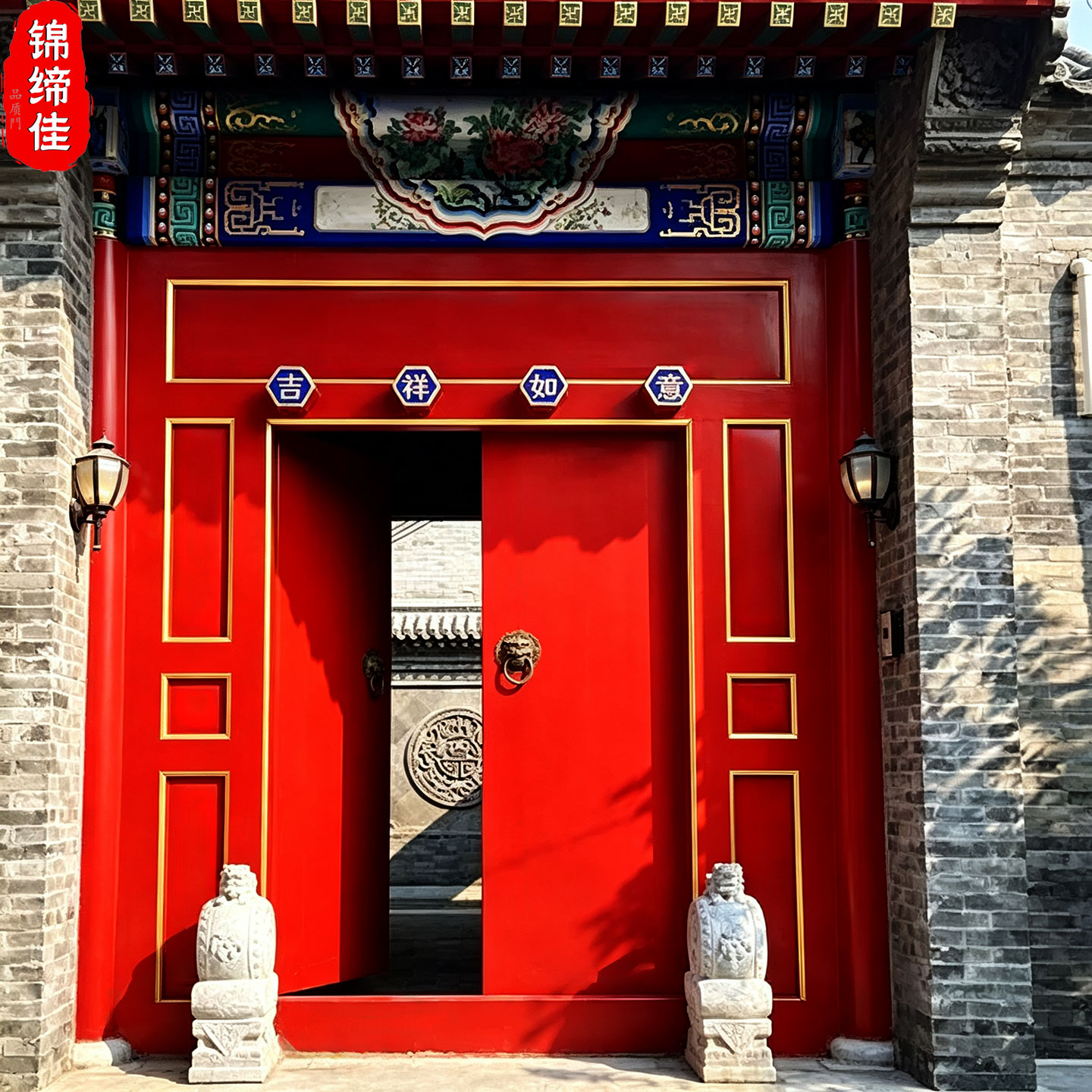 中式徽派将军对开四合院京派大门图片