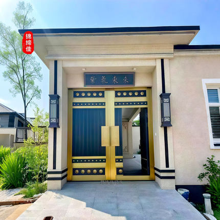 卡门别墅大门新中式入户门对开纯铜庭院门锌合金家用双开四开子母