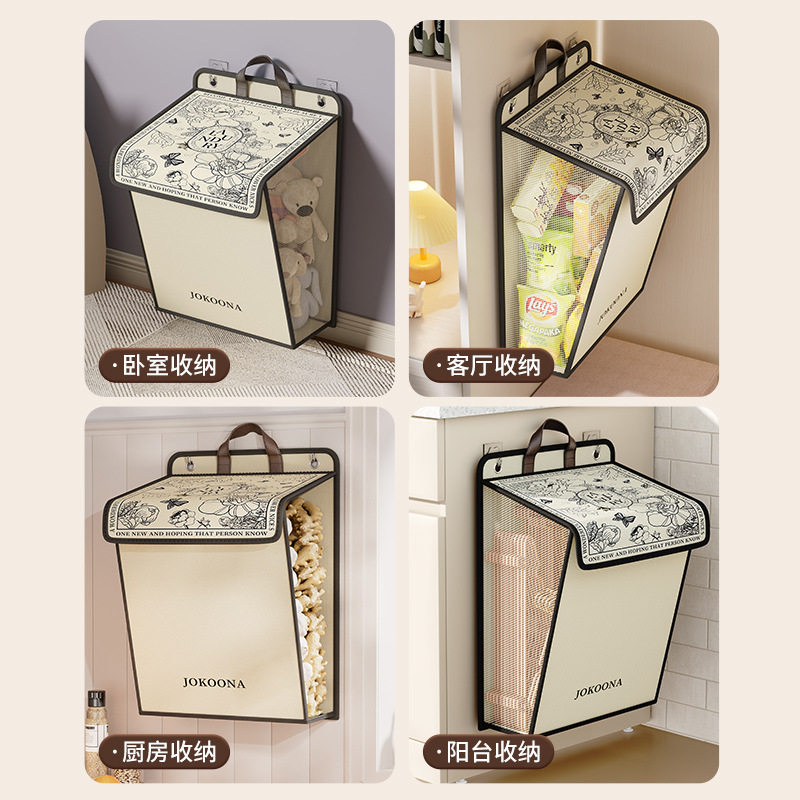 脏衣篓可折叠浴室壁挂式家用脏衣服收纳带盖挂袋衣物整理筐图片