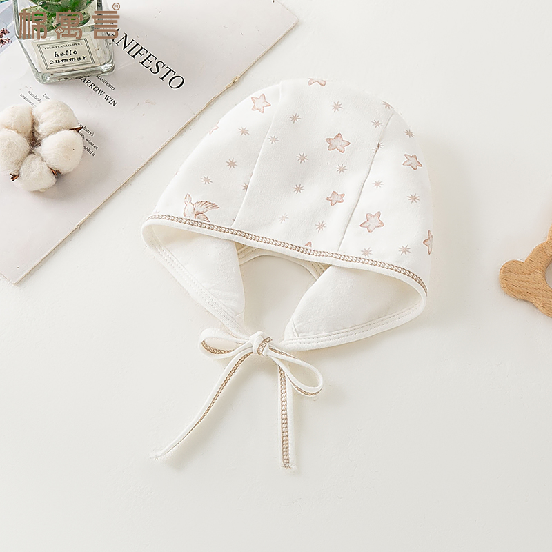 宝宝帽子春秋季婴幼儿套头帽纯棉超萌新生婴儿胎帽外出防风护耳帽