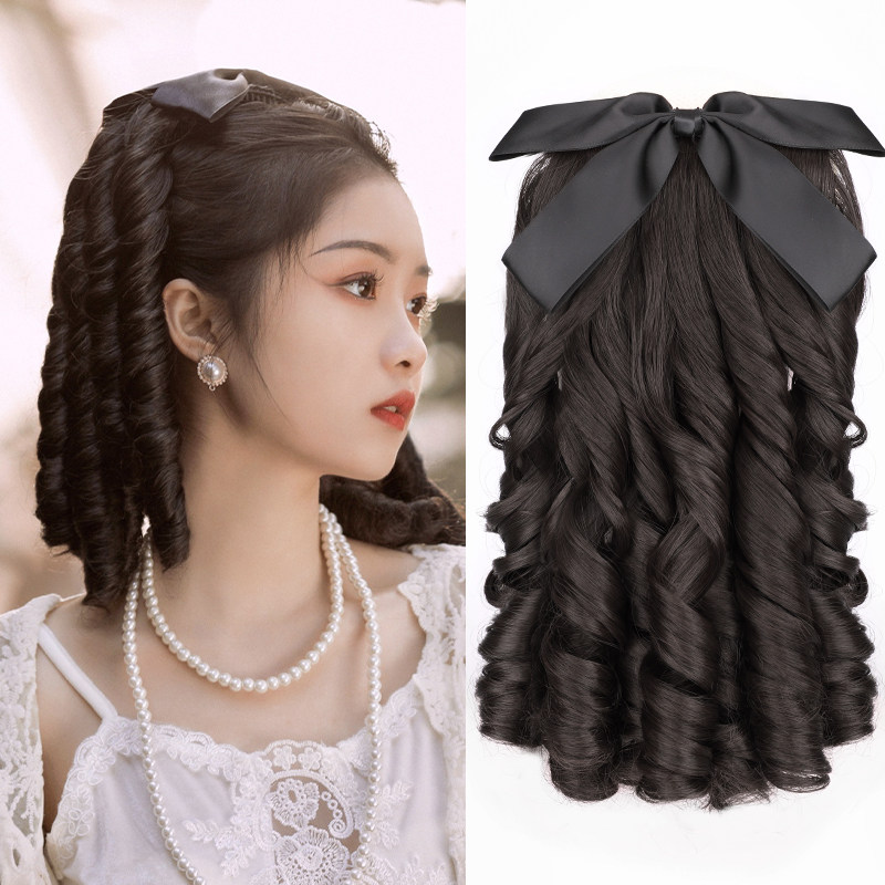 假发女高马尾仿真复古旗袍发型金粉世家民国罗马卷长发假马尾辫子