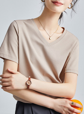 燕麦棉t恤女式短袖2026新夏季k型宽松内V领上衣0210r