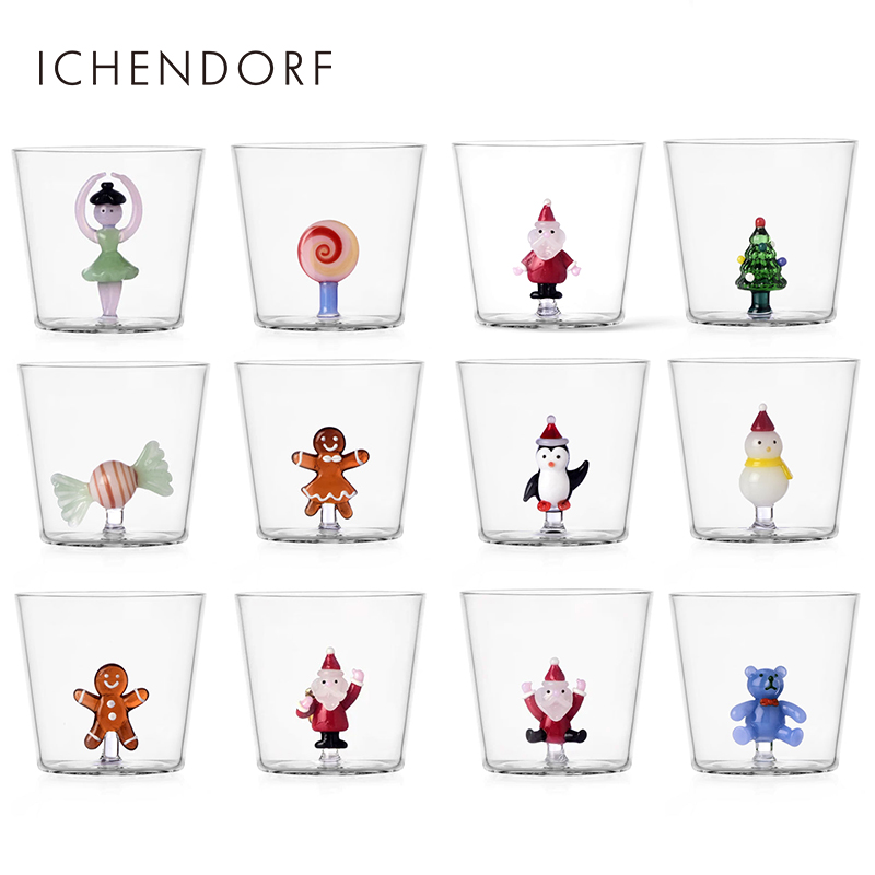 意大利Ichendorf手工无铅高硼硅玻璃杯圣诞胡桃夹子水杯水壶礼物