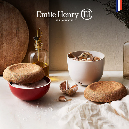 法国Emile henry陶瓷收纳罐储物罐带盖厨房调味罐生姜大蒜储存罐