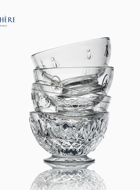 法国La Rochere浮雕玻璃碗欧式水果沙拉碗酸奶燕麦碗冰淇凌甜品碗