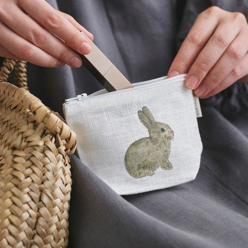 日本Fog linen work手工亚麻精致印花化妆包收纳包随身零钱包