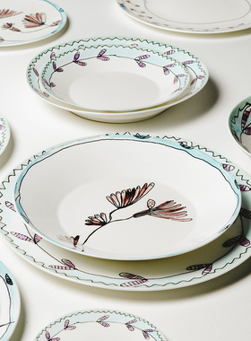 比利时Serax Marni联名款骨瓷餐具西餐盘平盘牛排盘子家用甜品盘